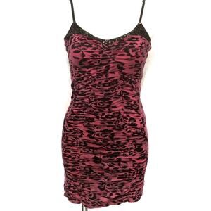Free People Dress Ruched Mini Bodycon Sequin Pink Floral Size 8